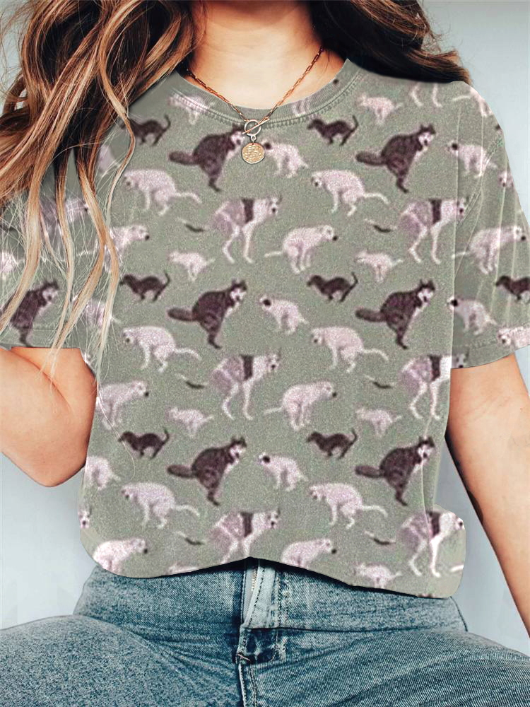 Women's Casual Funny Dog Print Tshirt