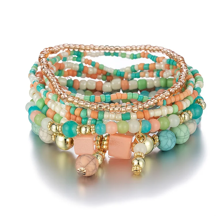 8pcs Bohemian Beads Turquoise Charm Bracelet Handmade
