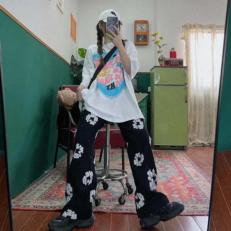 Korean Fashion Flowery straight casual pants TK187