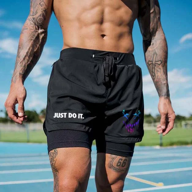 Just Do It Print Men's All-In-One Fitness Shorts - Devcarry