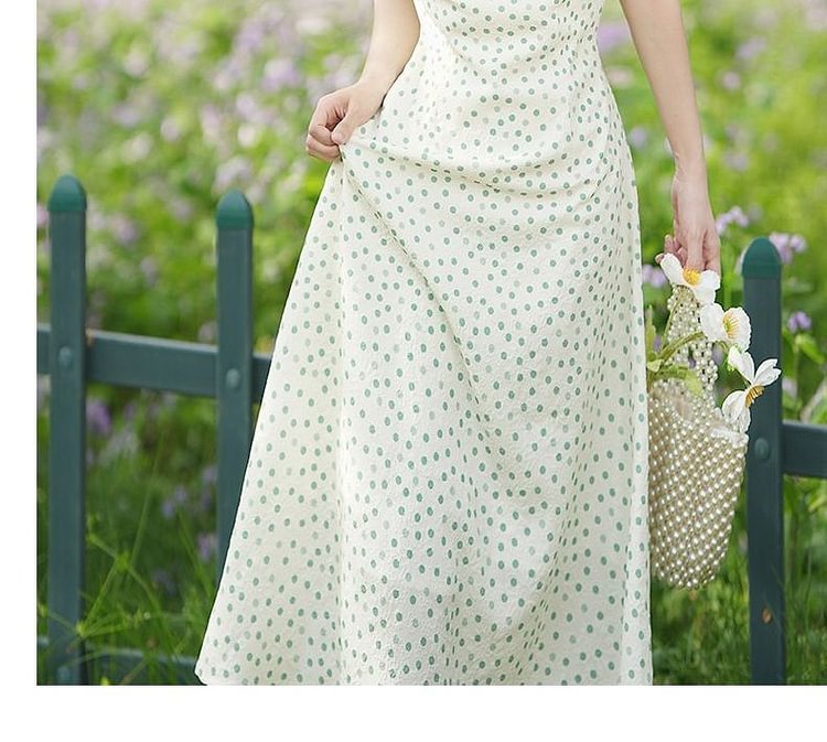 Puff-Sleeve Floral Print Midi A-Line Dress YP4303