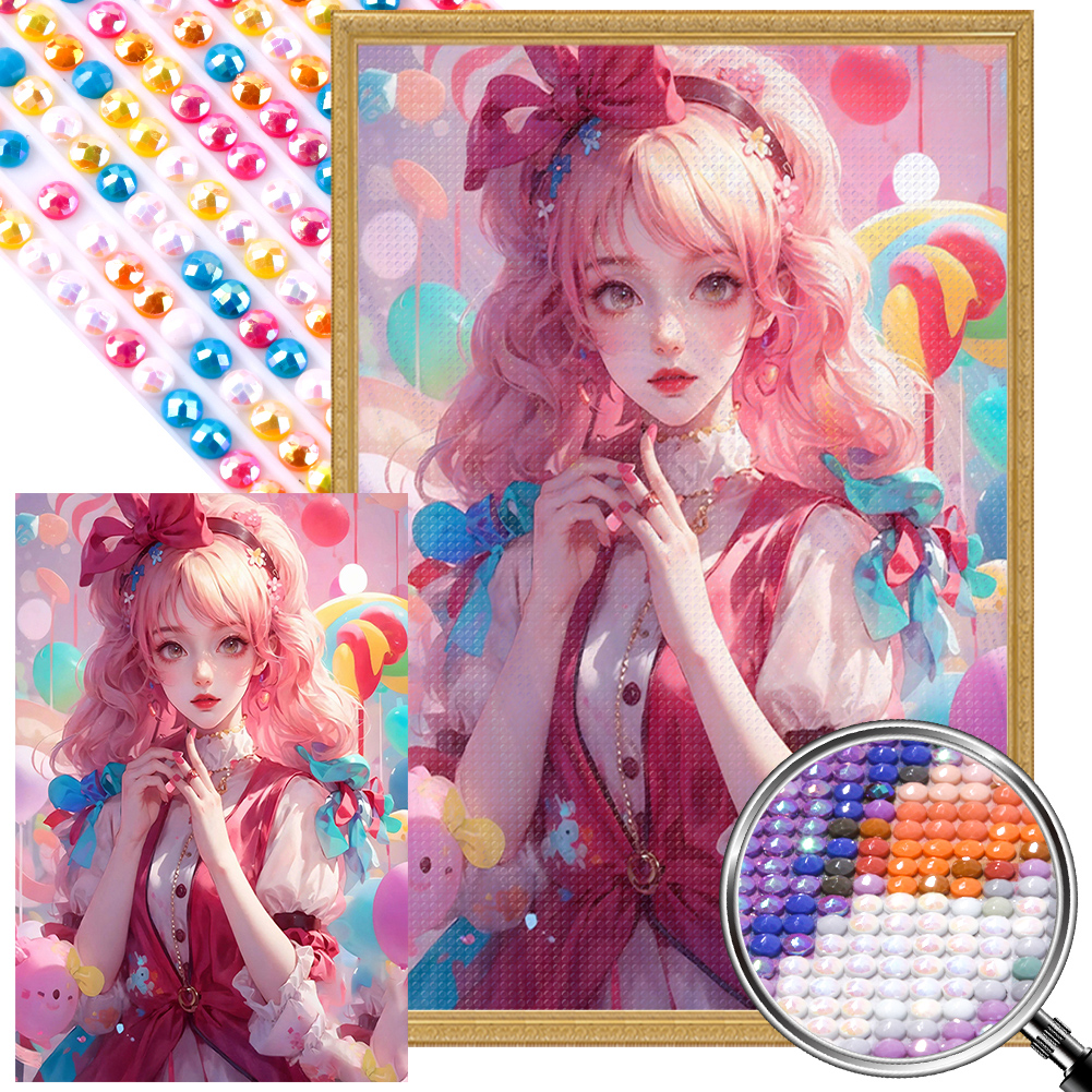 Anime Girl 40*60cm(picture) full round drill diamond painting with 4 to 12  colors of AB drills