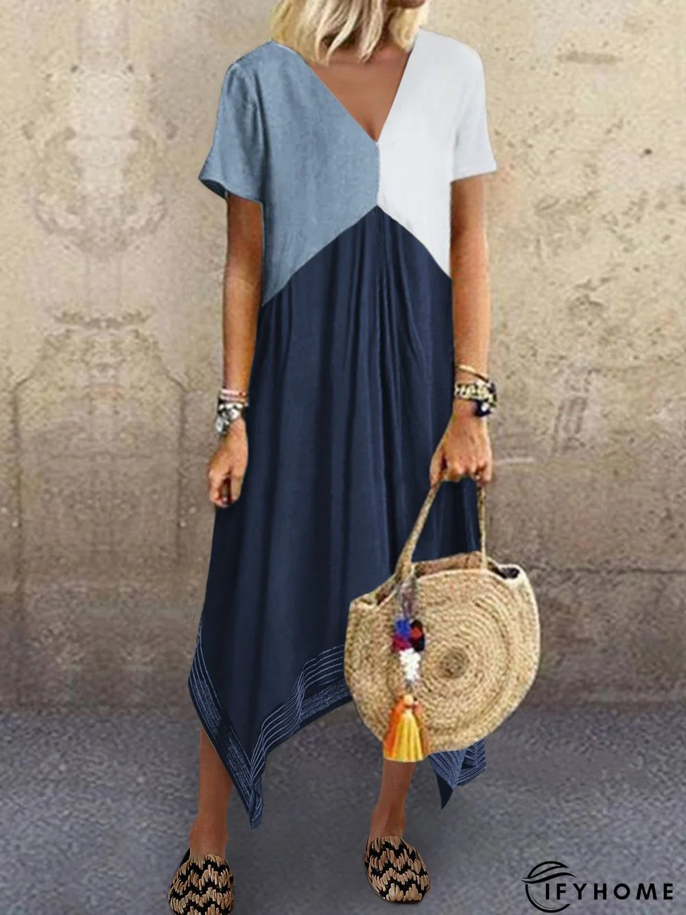 zolucky Holiday Cotton-Blend Plain Maxi Weaving Dress | IFYHOME