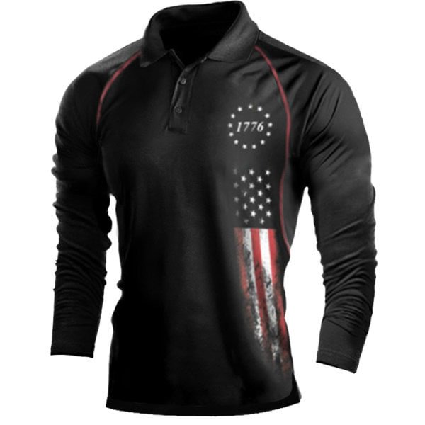 Mens Commuter Stretch Breathable Sweat Absorbent Sunscreen Long Sleeve Polo-Shirt