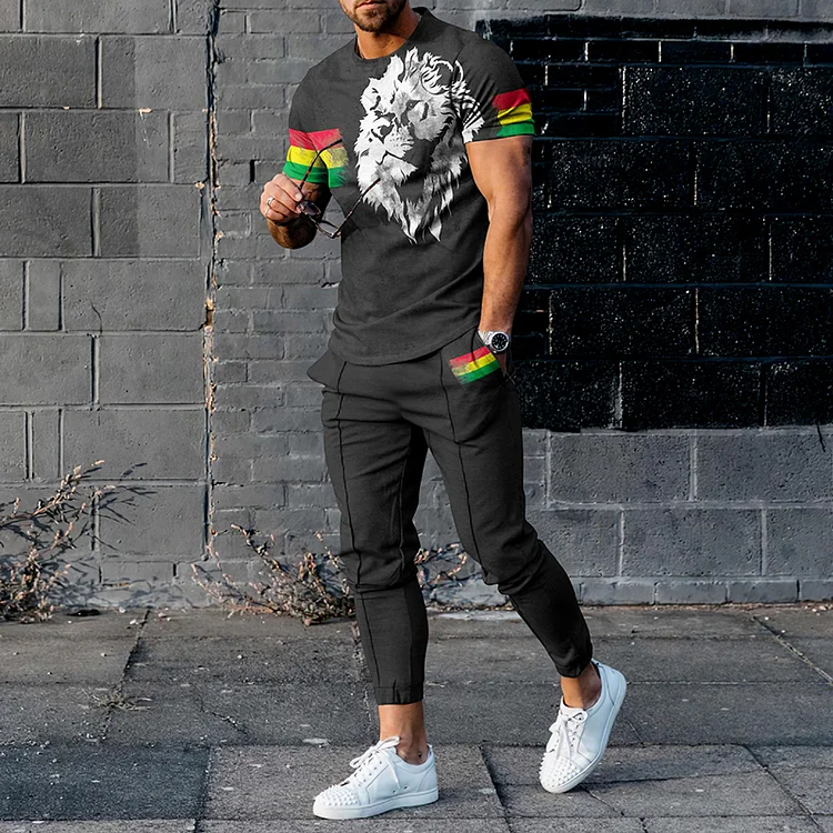 BrosWear Reggae Rasta Lion T-Shirt  And Short Co-Ord