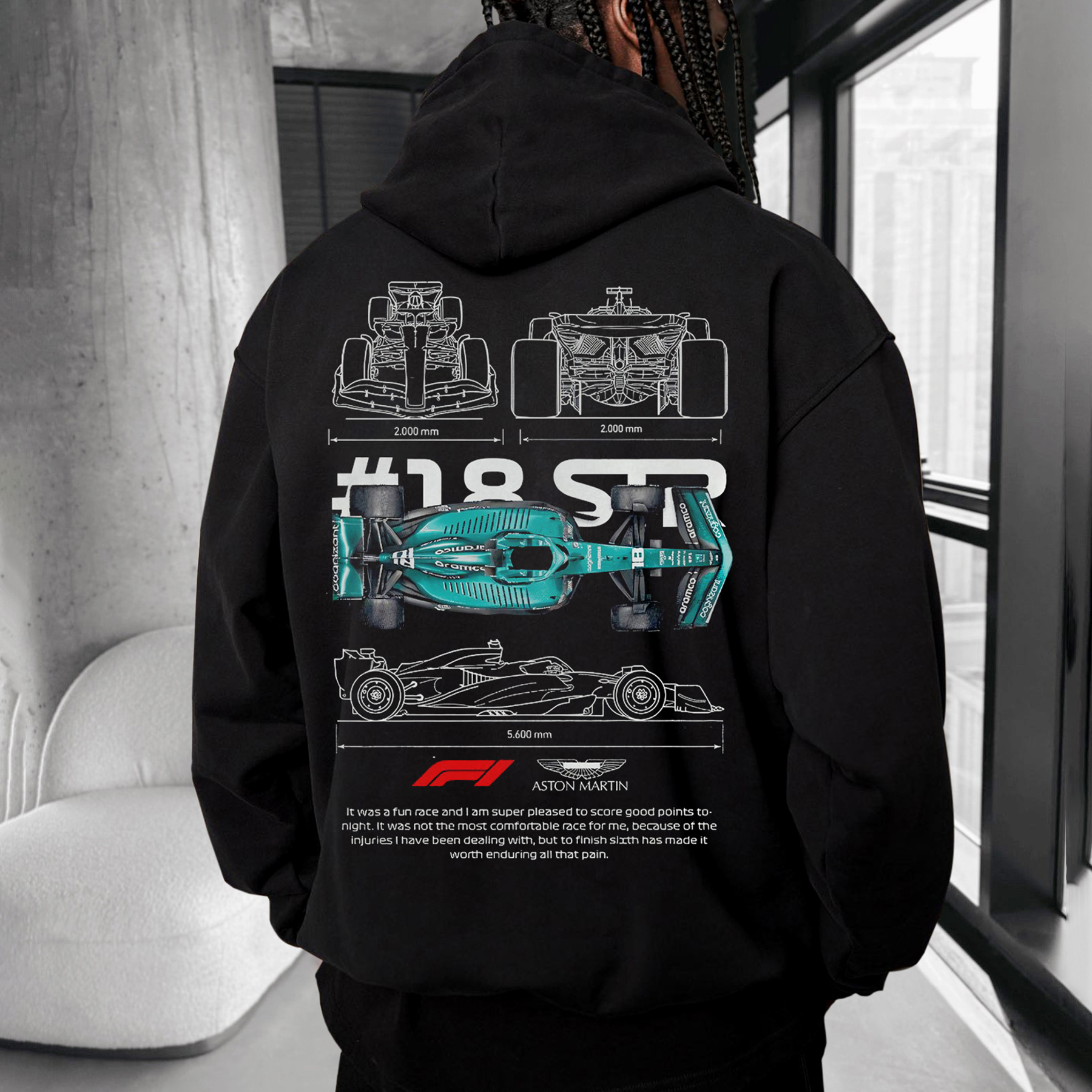 Mason Racing Checkered All Over Print Hoodie