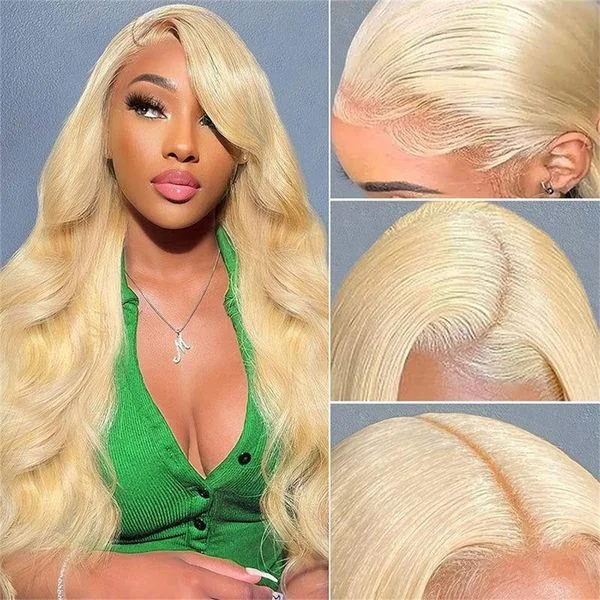 613 Lace Front Wig Human Hair 13x4 Body Wave Lace Front Wig Human Hair Blonde Lace Frontal Wig for Black woman Pre Plucked Bleached Knots with Baby Hair