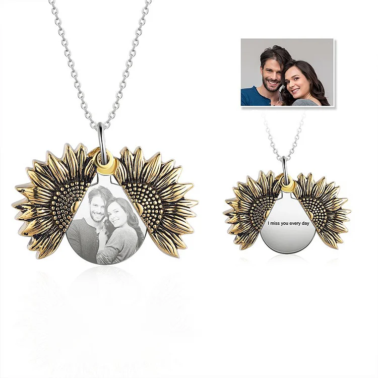 Vintage Customized Open Locket Sunflower Necklace With Engraving You Are My Sunshine