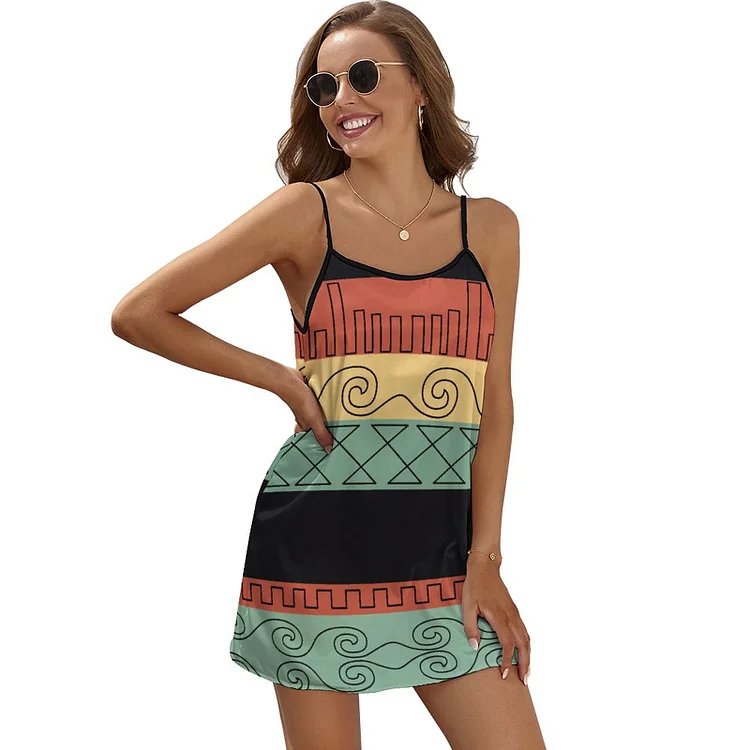 Personalized Women's Summer Sleeveless Spaghetti Strap Beach Cover Up Dress