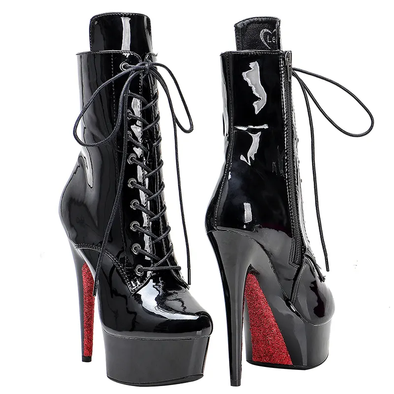 VCshoes Leecabe15CM/6Inch Patent PU Upper Women's Platform Boot Pole Dance Shoes Ankle Boots Fetish Stripper Shoes 3KJ