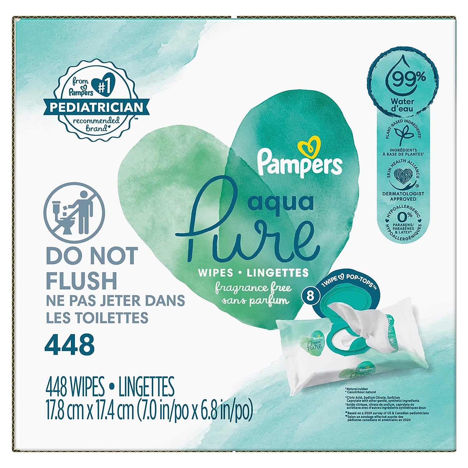 Baby Wipes Fitment, 448 count Pampers Aqua Pure Sensitive Baby Wipes