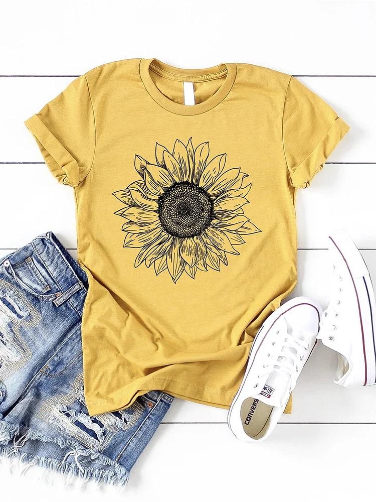 Bestdealfriday Sunflower Graphic Tee