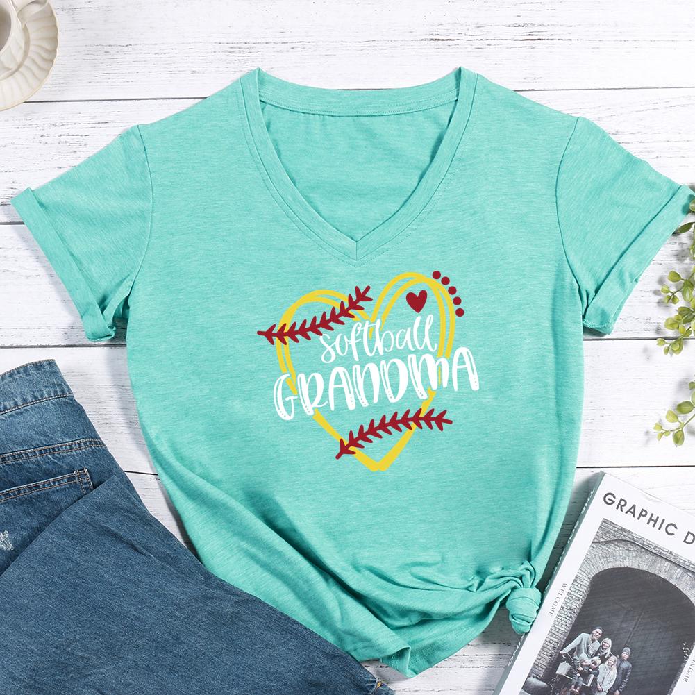 Softball Grandma V-neck T Shirt-Guru-buzz