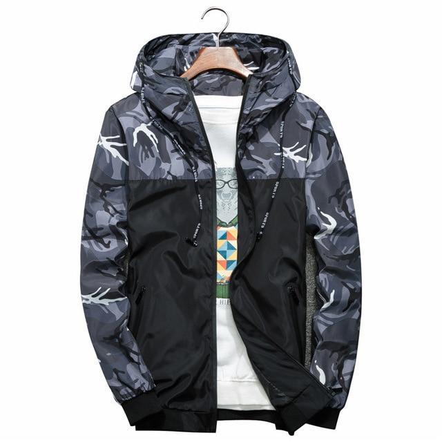 Men's Camouflage Military Casual Zipper Windbreaker Jackets Hooded Coats