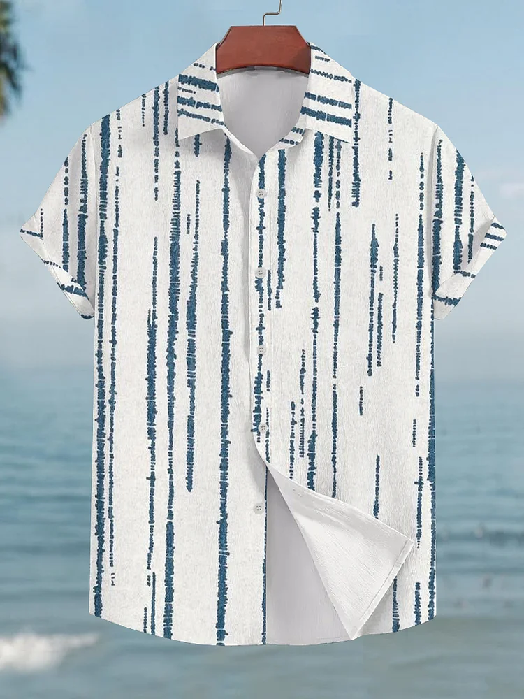 Men's Vacation Stripes Pattern Print Shirt