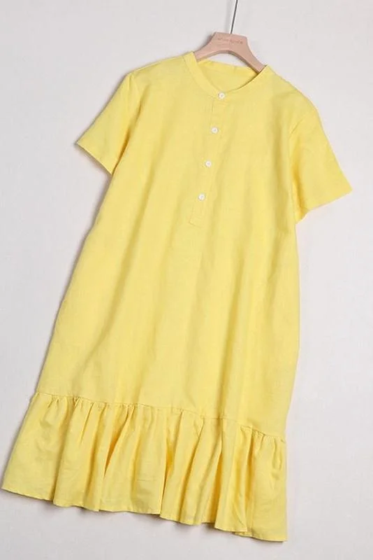 Women's Organic Casual Solid Linen Dresses