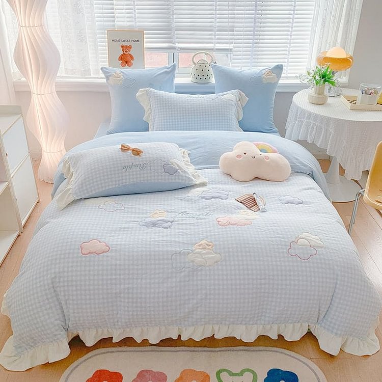 Blue Pink Soft Cloud Bedding Set ON151
