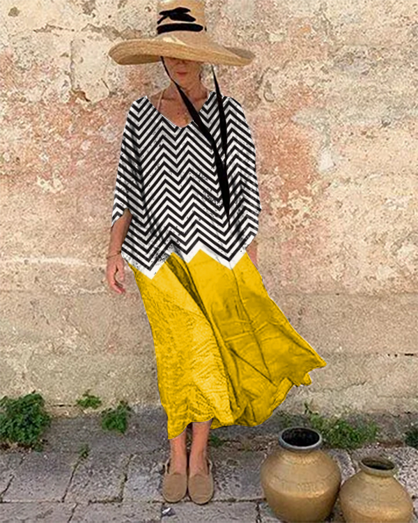 Resort Abstract Art Print Loose Fit Dress