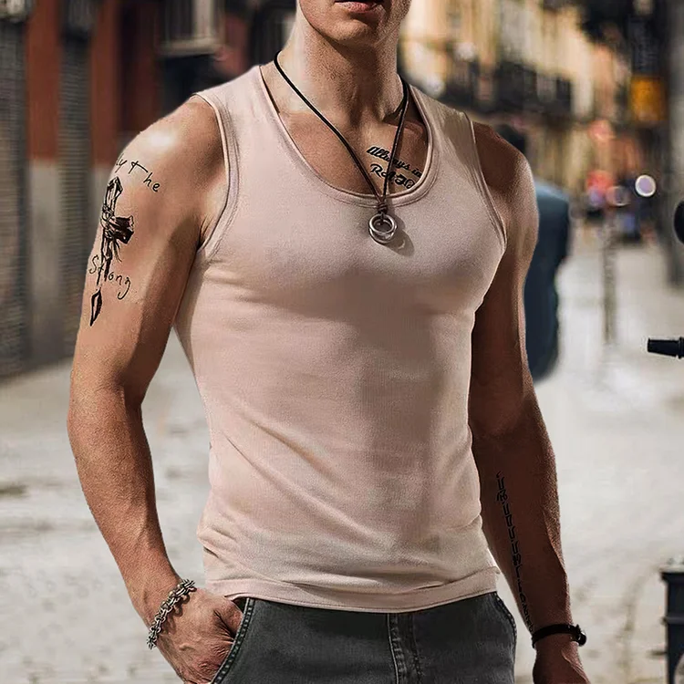 Men's Solid Color Tank Top Casual Breathable Sleeveless T-Shirt