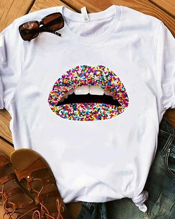 hot sale summer trend style cute print tops vintage shirt p111490