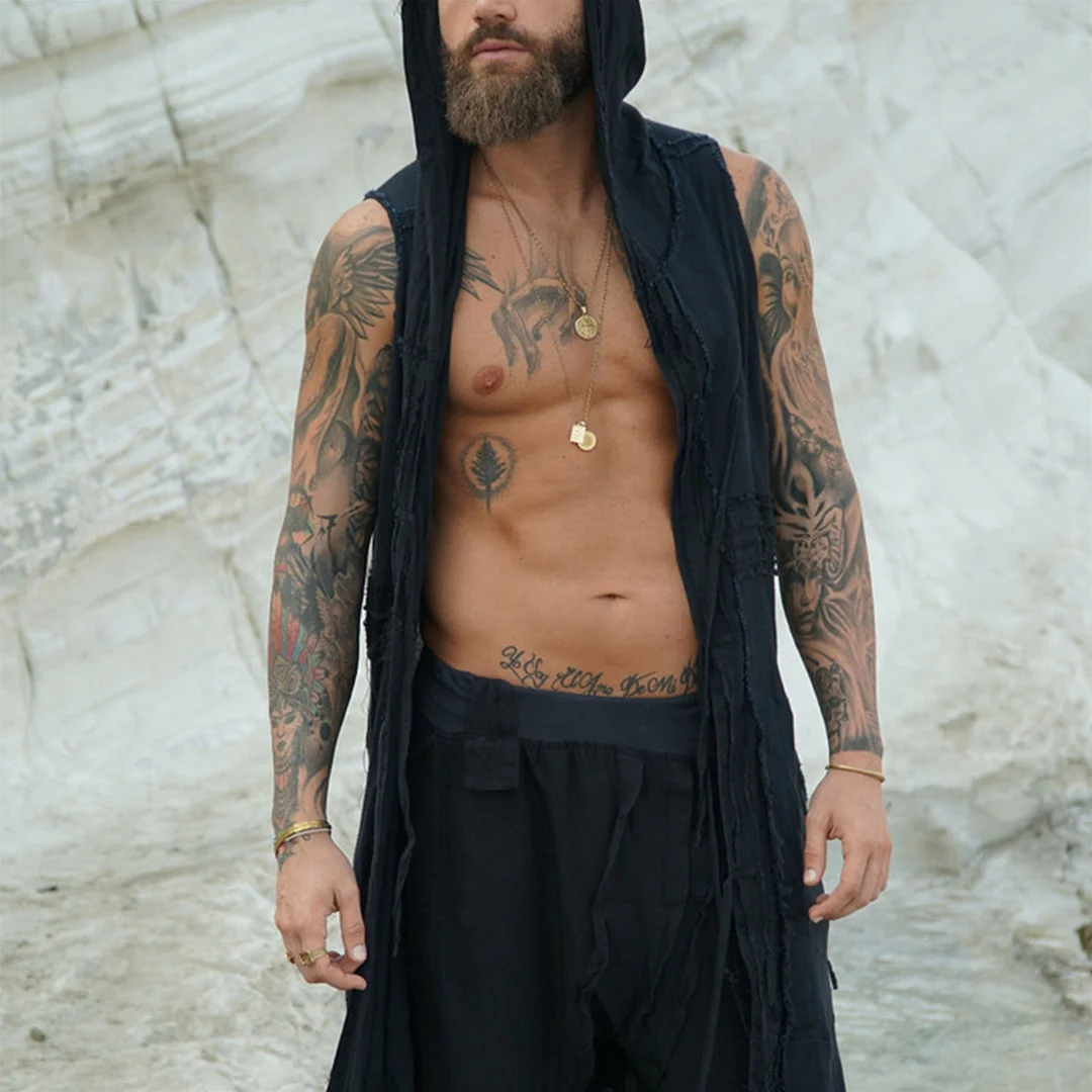 Sleeveless Hooded Kimono-inspireuse