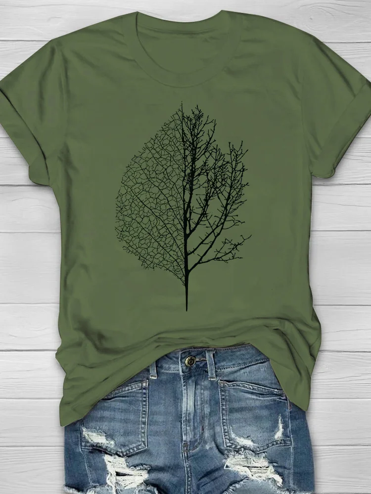 Leaf & Tree Print Women's T-shirt