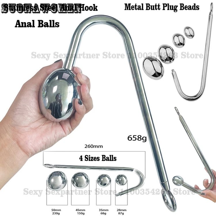 pornhint Pornhint Stainless Steel Anal Hook Anus balls Metal Anal Dilator Butt Plug Anal Beads toy Toy