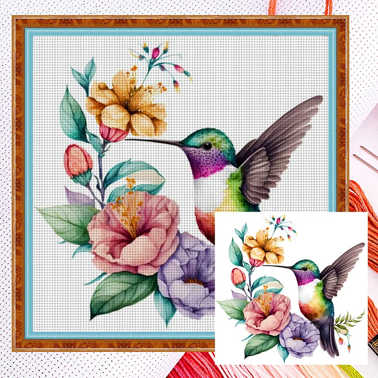 Flowers And Birds (20*20cm) 18CT Counted Cross Stitch gbfke