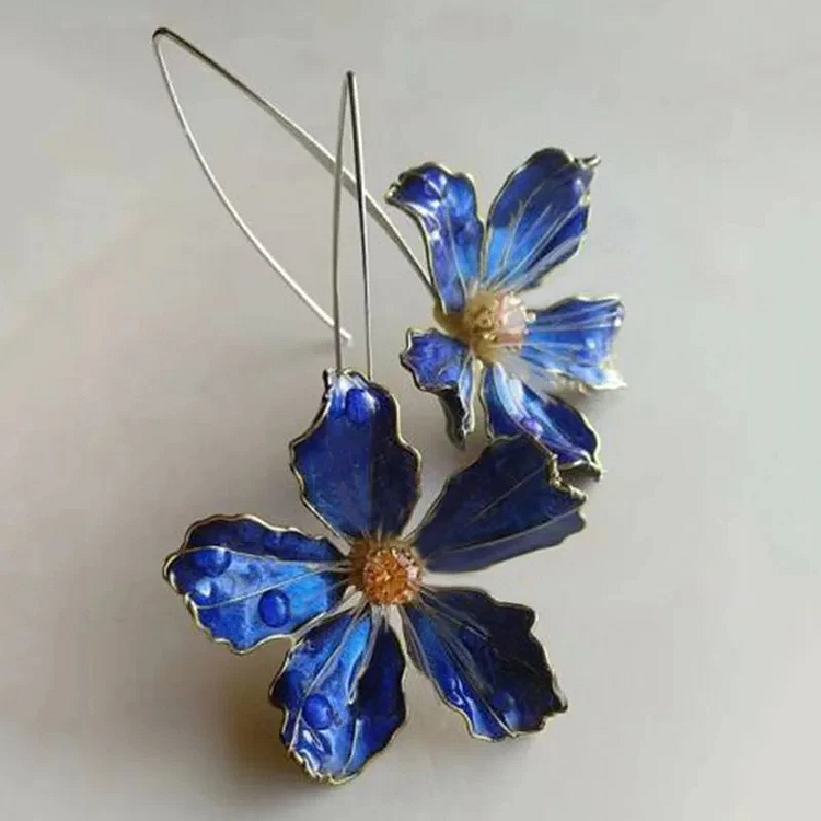 Blue Vintage Flower Earrings
