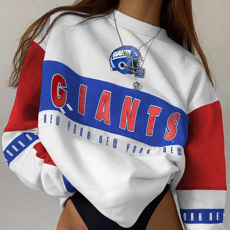 New York Giants Crew Neck  Colorblock Sweatshirt