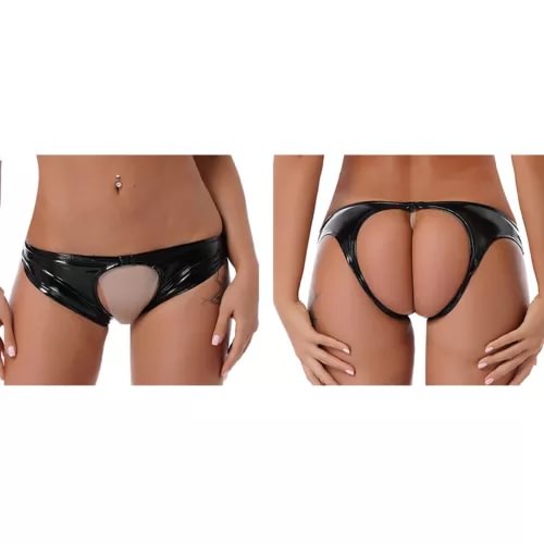 pornhint Pornhint US Womens Underwear Open Crotch Patent Leather Panties Low-Rise Thong G-String New