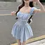 Cute See Through Dress Blue Details Red Ribbons Lingerie SP16316