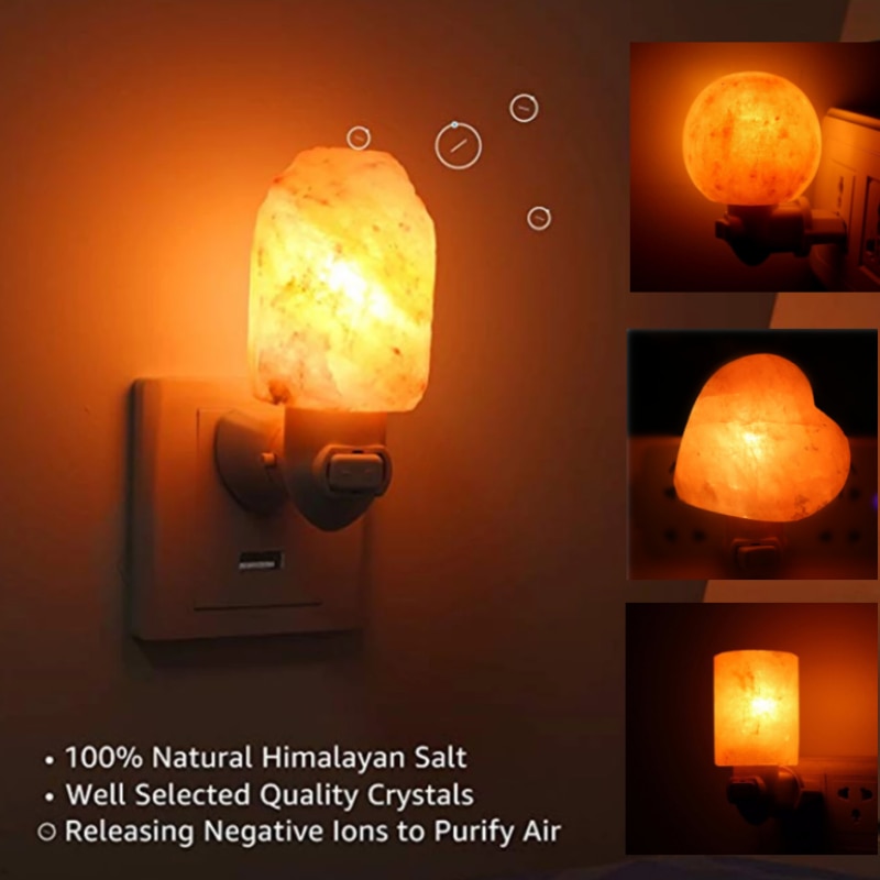 Himalayan Warm White Salt Lamp Night Light Natural Crystal Hand Carved