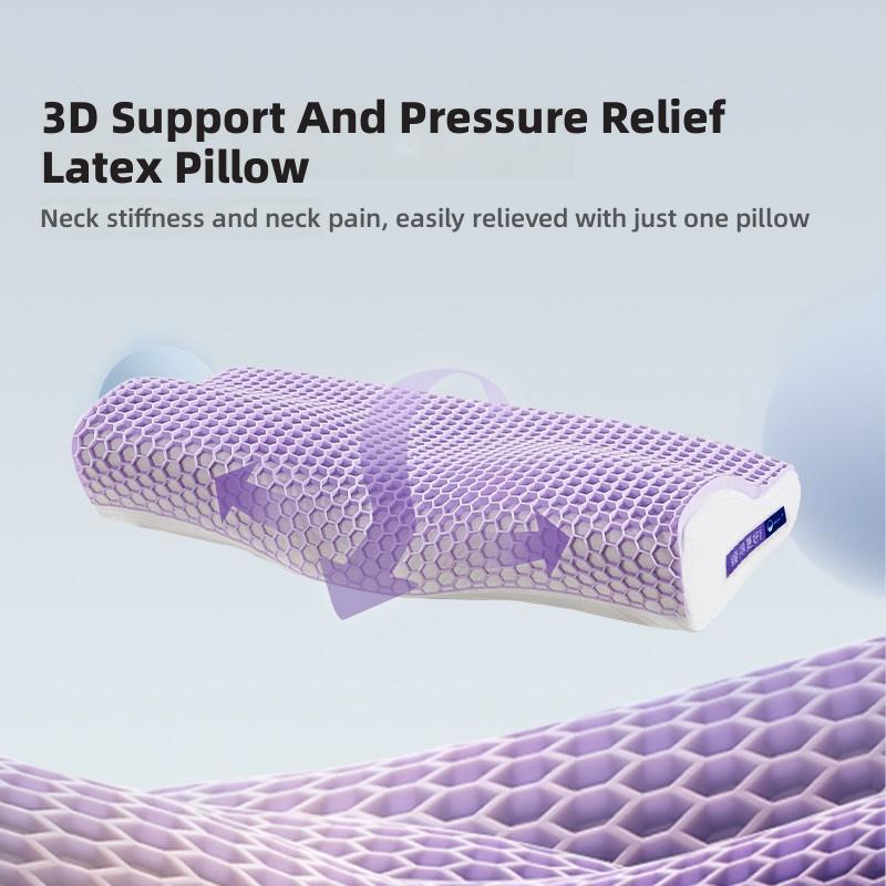 3D Contour Support Latex Pillow for Neck Pain Relief and Pressure Distribution