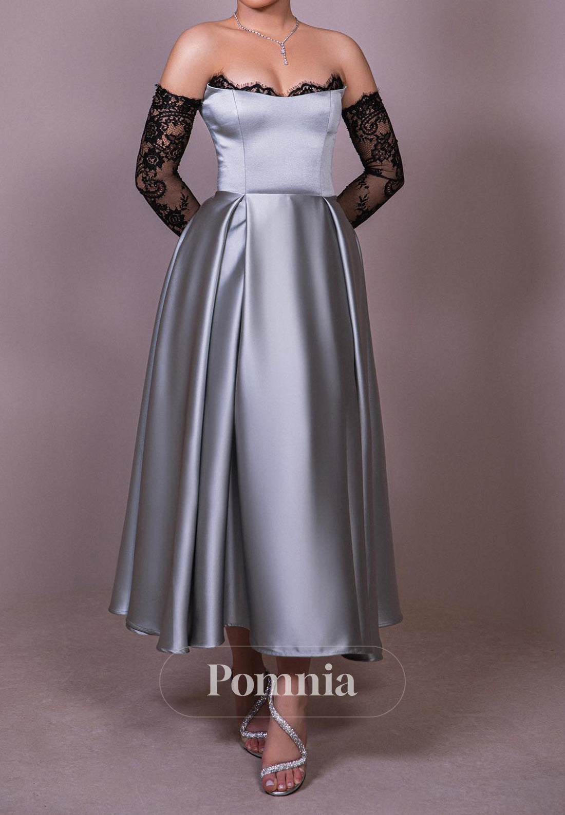 Mist Long Sleeves Off-Shoulder Scoop Empire-Waist Evening Dress Mist Long Sleeves Off-Shoulder Scoop Empire-Waist Evening Dress