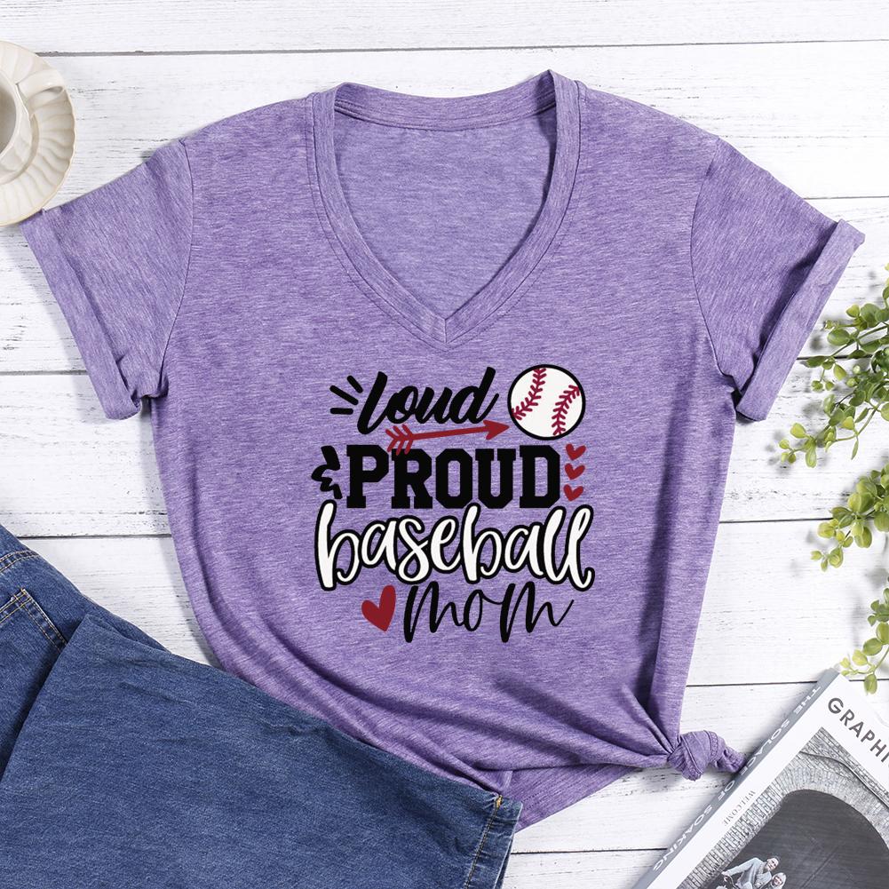 Proud Baseball Mom V-neck T Shirt-Guru-buzz