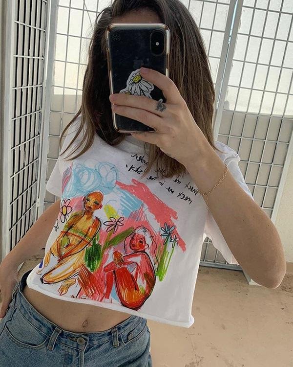 casual short sleeve graffiti loose pullover t shirt p118229
