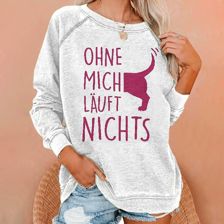 Vefave Dog Print Crew Neck Long Sleeve Sweatshirt