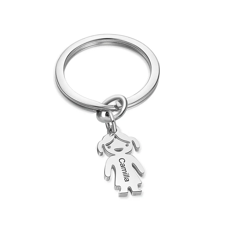Personalized Keychain with 1 Kid Charm Engraved Name Keychain for Dad