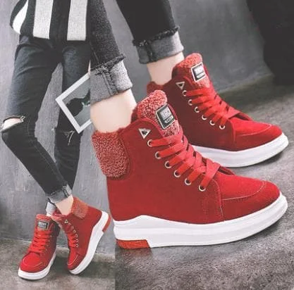 Final Stock! Red Student Fleece Ankle Boots SP1711389