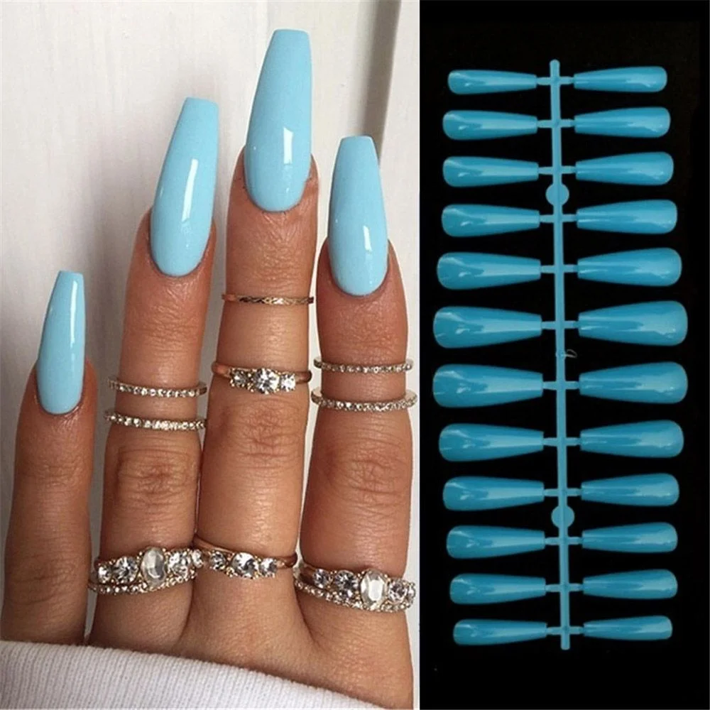 Fake Nails Press On For Women White Flower Designs Artificial Nail Tips