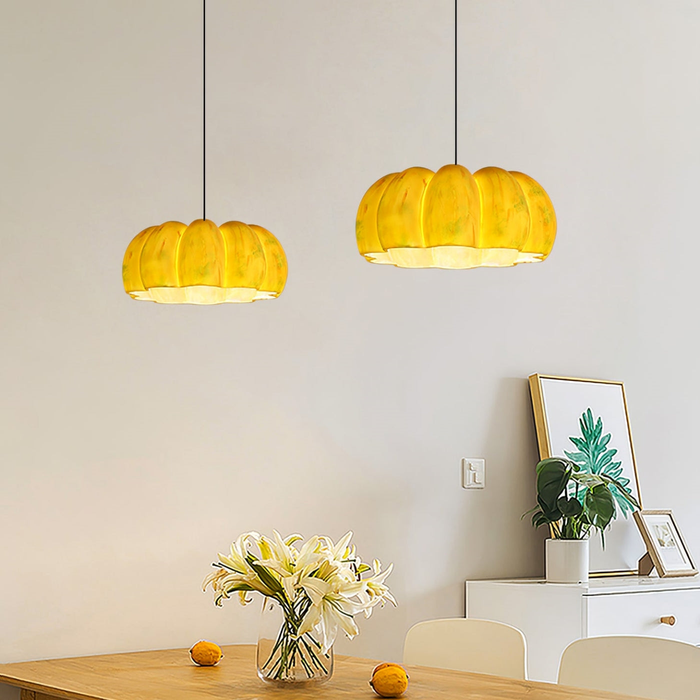 Yellow Pumpkin Pendant Light