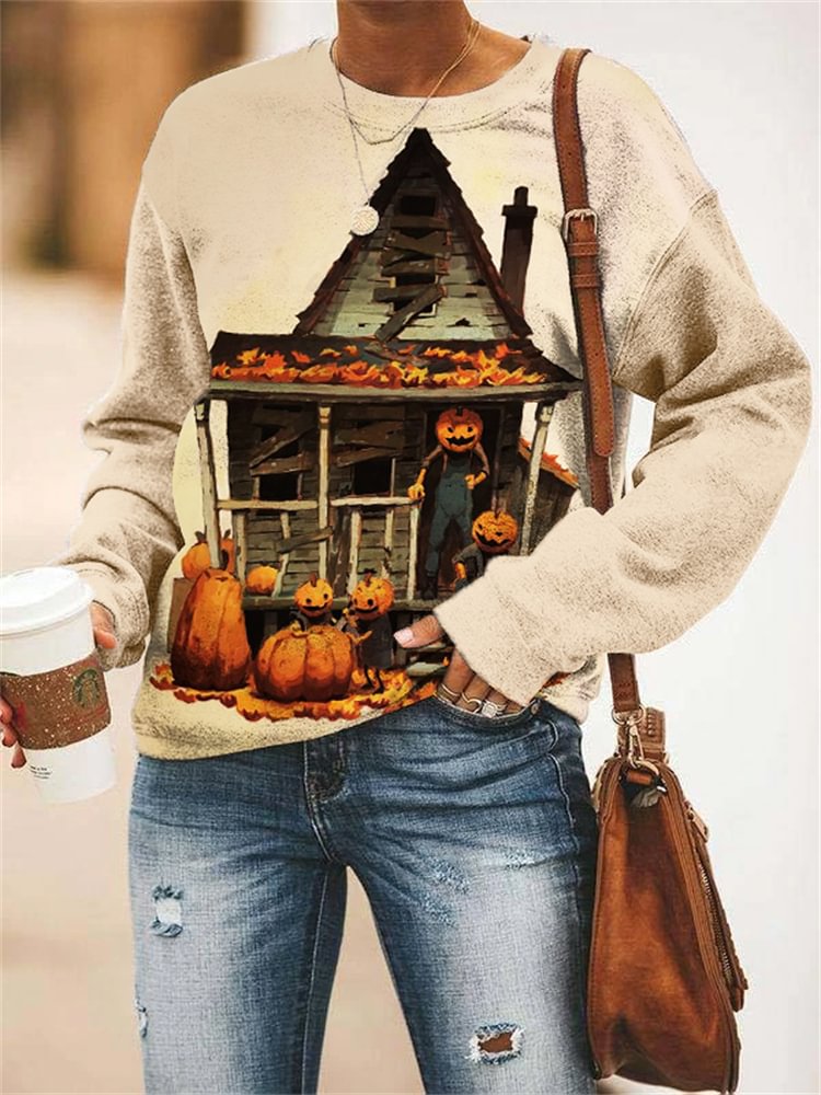 Halloween House Of Pumpkins Art Sweatshirt