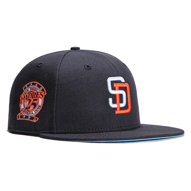 New Era 59Fifty San Diego Padres 25th Anniversary Patch Icy UV Hat - Navy, Light Blue QueenFunky