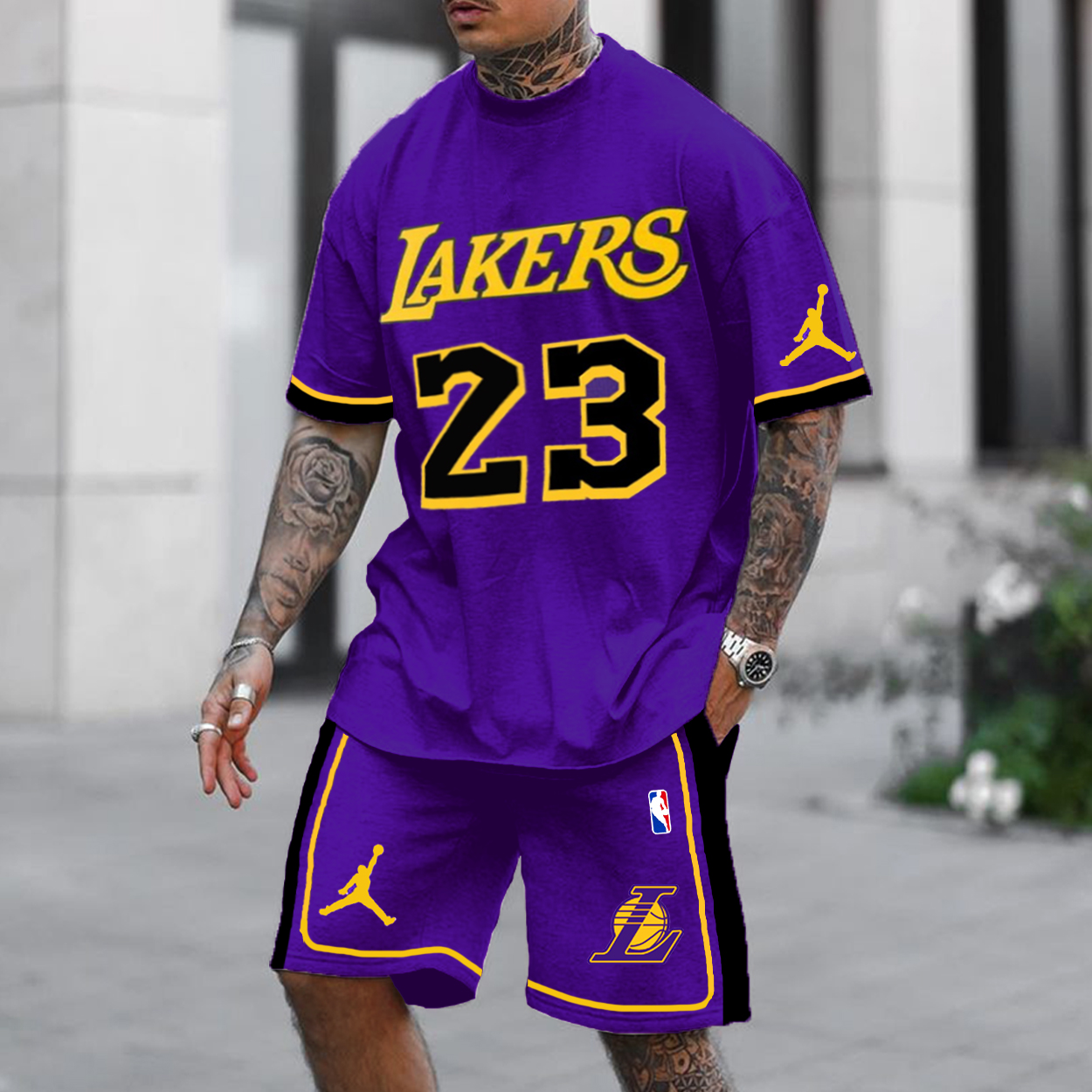 Men's Los Angeles Angels Basketball Printed Jersey Sports Shorts Suit Lixishop 