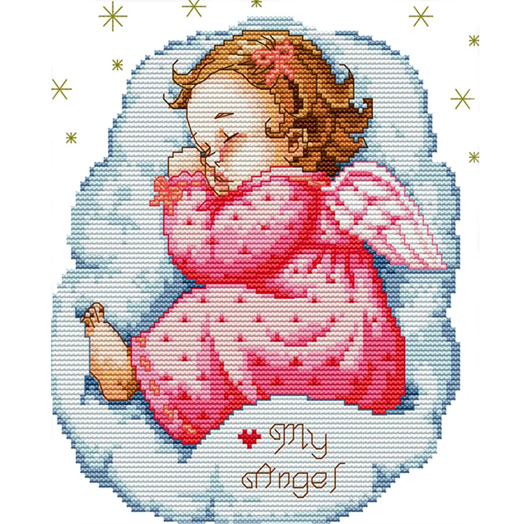 Joy Sunday Sleeping Angel Baby  Female 14CT Stamped Cross Stitch 22*28CM