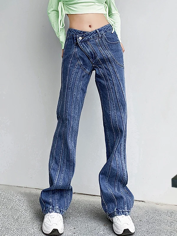 Original Slim Split-Joint Asymmetric Jean Pants