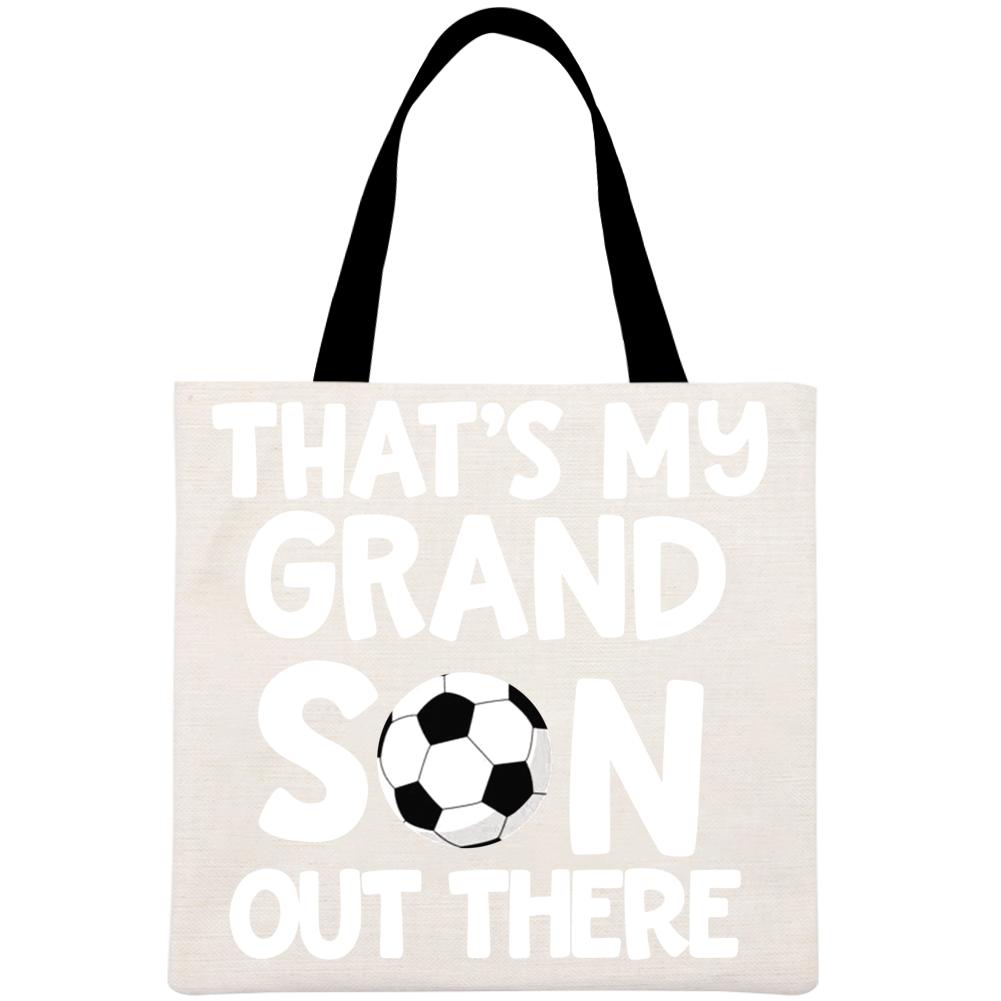 That's my grandson out there Printed Linen Bag-Guru-buzz