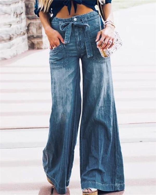 blue denim casual plain pants p117284