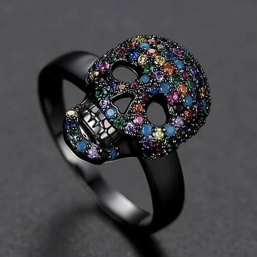Unisex Colorful Skull Ring